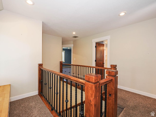919 E 13800 S, Draper, UT 84020 - hallway with an upstairs landing, carpet floors, baseboards, and recessed lighting