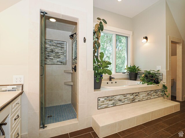 919 E 13800 S, Draper, UT 84020 - bathroom with a garden tub, a stall shower, vanity, and recessed lighting