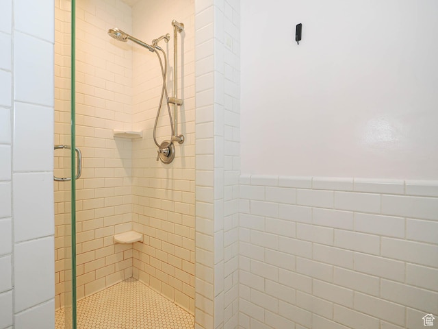 919 E 13800 S, Draper, UT 84020 - bathroom featuring a shower stall and a wainscoted wall
