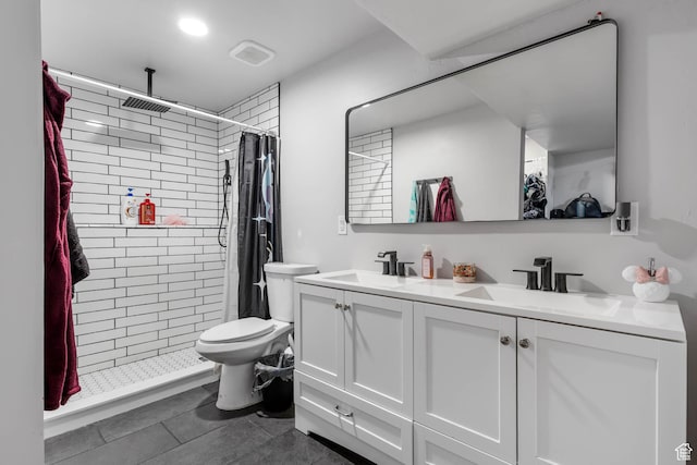 4206 S Whipoorwhil St W, West Valley City, UT 84120 - bathroom with double vanity, a stall shower, tile patterned flooring, and toilet