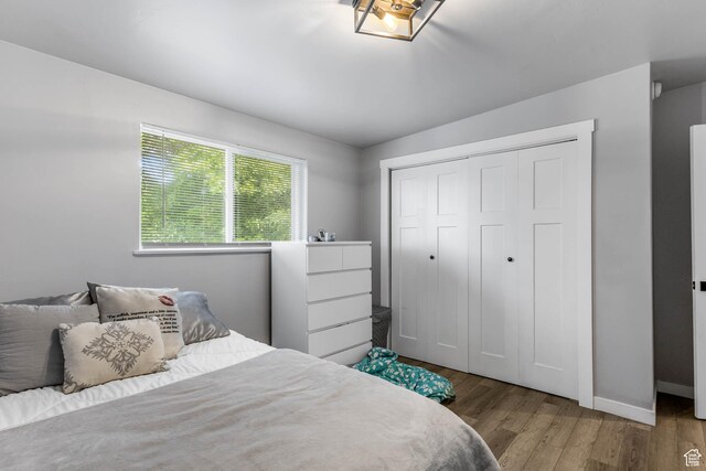 4206 S Whipoorwhil St W, West Valley City, UT 84120 - bedroom with wood finished floors, baseboards, and a closet