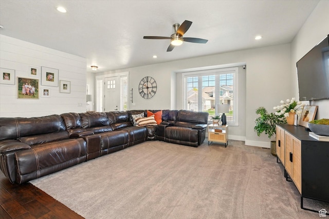 2986 S Stonebridge Dr W, Nibley, UT 84321 - living area featuring a ceiling fan, recessed lighting, and baseboards