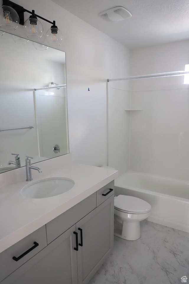 3711 N Janie St Unit 1015, Eagle Mountain, UT 84005 - full bathroom with marble finish flooring, vanity, toilet, and bathtub / shower combination