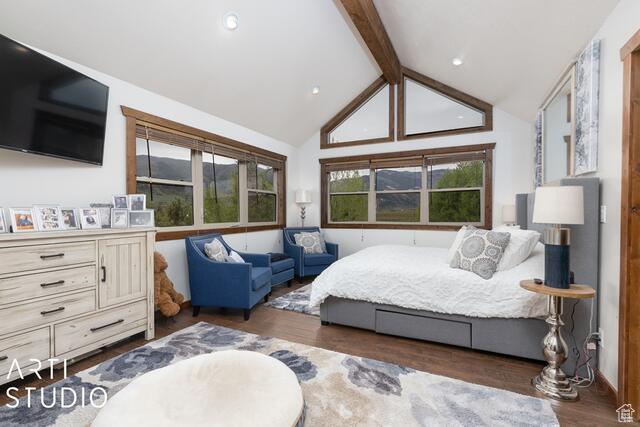 3575 N Foothill Ln, Eden, UT 84310 - bedroom with wood finished floors, multiple windows, and recessed lighting