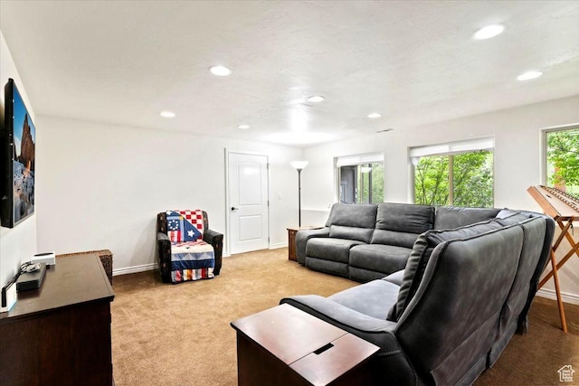 5548 E Emigration Canyon Rd E, Salt Lake City, UT 84108 - living area featuring carpet flooring, recessed lighting, and baseboards