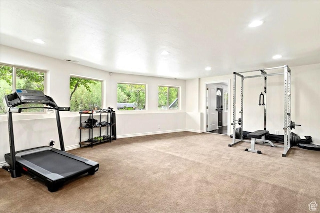 5548 E Emigration Canyon Rd E, Salt Lake City, UT 84108 - workout room with carpet flooring, recessed lighting, and baseboards