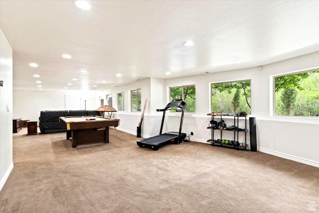 5548 E Emigration Canyon Rd E, Salt Lake City, UT 84108 - recreation room with recessed lighting, carpet, baseboards, and pool table