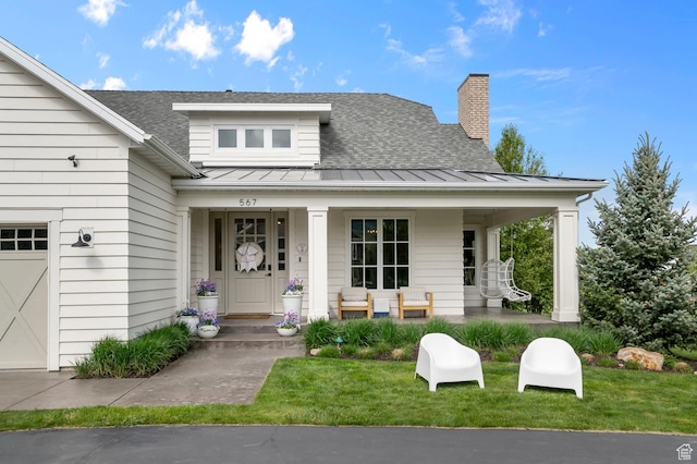 567 W Cascade Meadows Loop S, Midway, UT 84049 - view of front of home featuring a standing seam roof, a porch, a shingled roof, and metal roof