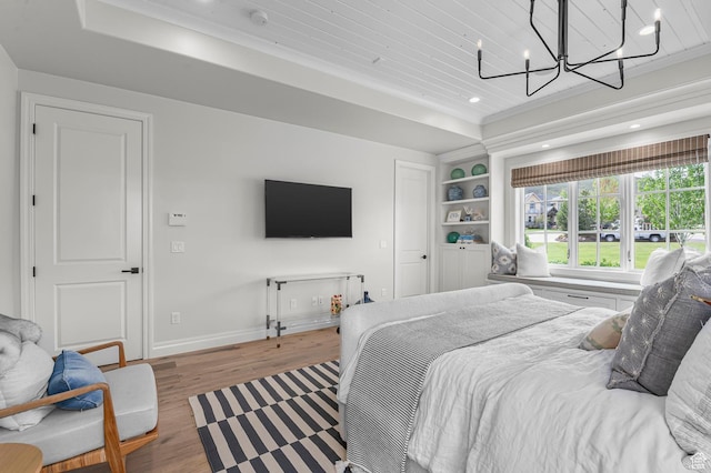 567 W Cascade Meadows Loop S, Midway, UT 84049 - bedroom featuring wood finished floors, a chandelier, baseboards, a tray ceiling, and recessed lighting