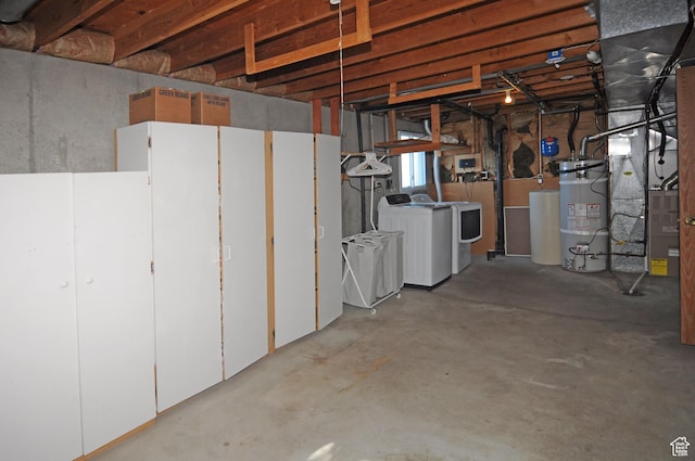 1185 W 725 N, Clearfield, UT 84015 - unfinished basement with water heater, washer and clothes dryer, and heating unit