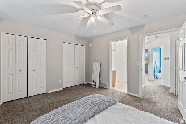 2856 W 3965 S Unit 78, West Haven, UT 84401 - bedroom with carpet floors, two closets, baseboards, and ceiling fan
