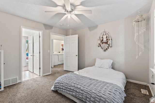 2856 W 3965 S Unit 78, West Haven, UT 84401 - bedroom featuring carpet, washing machine and dryer, baseboards, and a ceiling fan