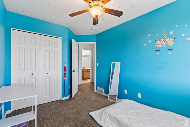 2856 W 3965 S Unit 78, West Haven, UT 84401 - bedroom with carpet flooring, a closet, baseboards, and ceiling fan