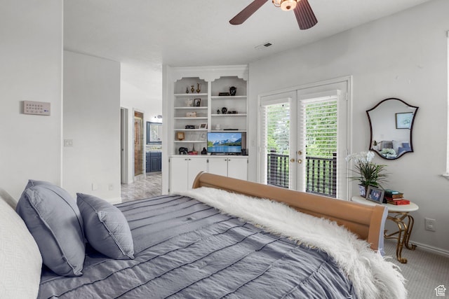 2016 E Graystone Ln S, Draper, UT 84020 - bedroom featuring access to exterior, light colored carpet, baseboards, french doors, and connected bathroom