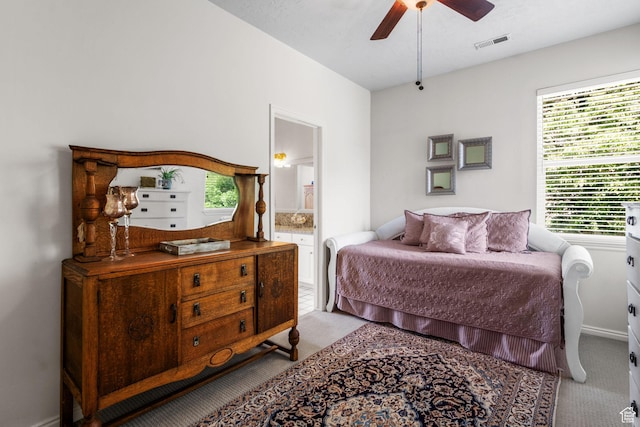 2016 E Graystone Ln S, Draper, UT 84020 - bedroom with carpet flooring, a ceiling fan, connected bathroom, and baseboards
