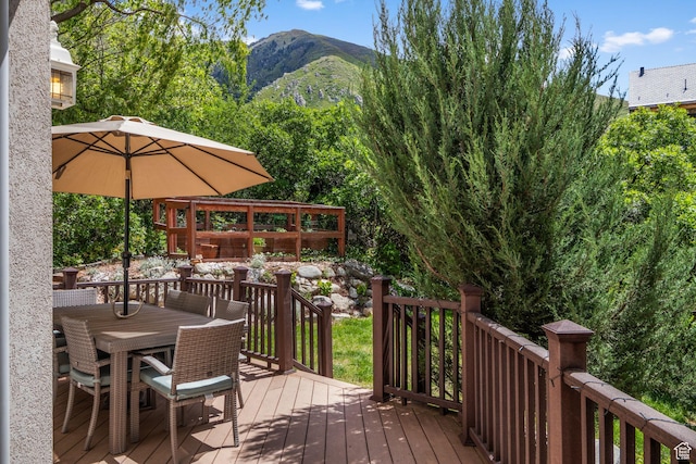 2016 E Graystone Ln S, Draper, UT 84020 - wooden terrace featuring outdoor dining area and a mountain view