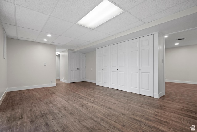 2592 S 50 W, Bountiful, UT 84010 - finished below grade area with dark wood finished floors, baseboards, recessed lighting, and a drop ceiling