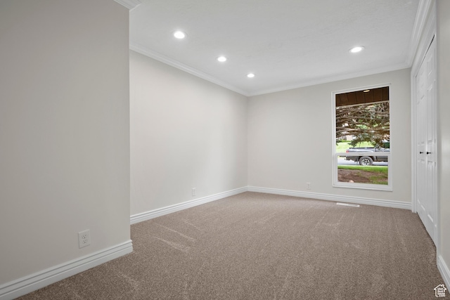 2592 S 50 W, Bountiful, UT 84010 - spare room featuring ornamental molding, carpet floors, recessed lighting, and baseboards