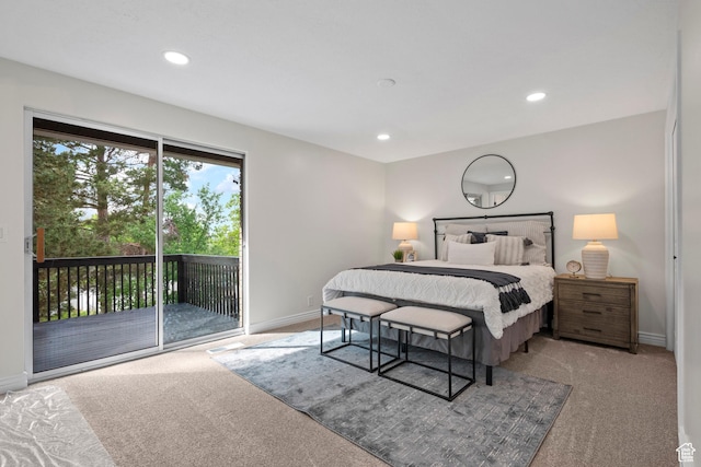 2592 S 50 W, Bountiful, UT 84010 - bedroom with light colored carpet, access to outside, baseboards, and recessed lighting