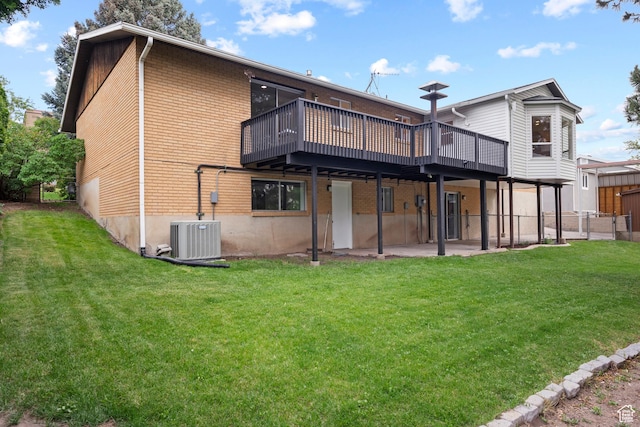 2592 S 50 W, Bountiful, UT 84010 - back of property with a deck, central air condition unit, a yard, and a patio area