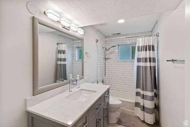 2149 E 3325 N, Layton, UT 84040 - full bath featuring toilet, vanity, a textured ceiling, shower / bath combination with curtain, and recessed lighting
