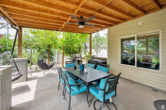 2553 W Evening Dove Cir S, West Valley City, UT 84119 - view of patio / terrace with a ceiling fan, outdoor dining area, and grilling area