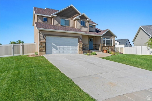 2007 N 850 E, North Ogden, UT 84414 - craftsman house with a garage, driveway, stone siding, and a gate