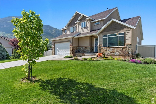 2007 N 850 E, North Ogden, UT 84414 - craftsman house featuring driveway, a mountain view, and stone siding
