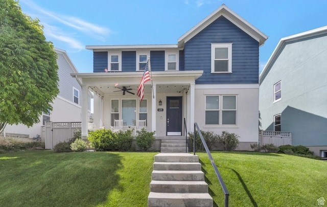 6178 W Sugarcane Dr, South Jordan, UT 84009 - traditional-style home with a ceiling fan and a porch