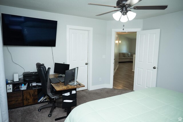 170 W 500 N, Wellsville, UT 84339 - bedroom with carpet floors, a desk, and ceiling fan