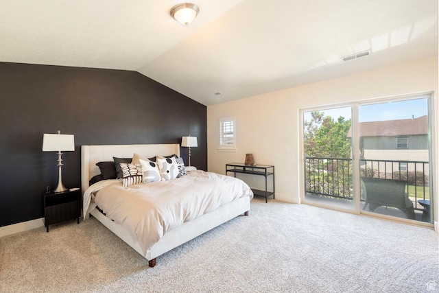 688 N 255 W, Centerville, UT 84014 - bedroom with access to outside, light carpet, vaulted ceiling, and baseboards