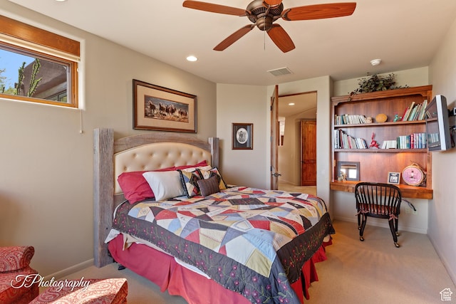 1936 N Uwan Dr, Ivins, UT 84738 - bedroom with carpet, recessed lighting, baseboards, and ceiling fan