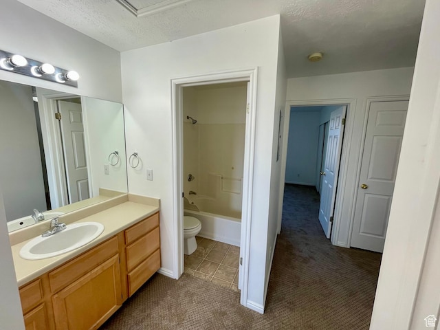 6939 S Florentine Way, West Jordan, UT 84084 - bathroom with vanity, washtub / shower combination, a textured ceiling, and tile patterned floors