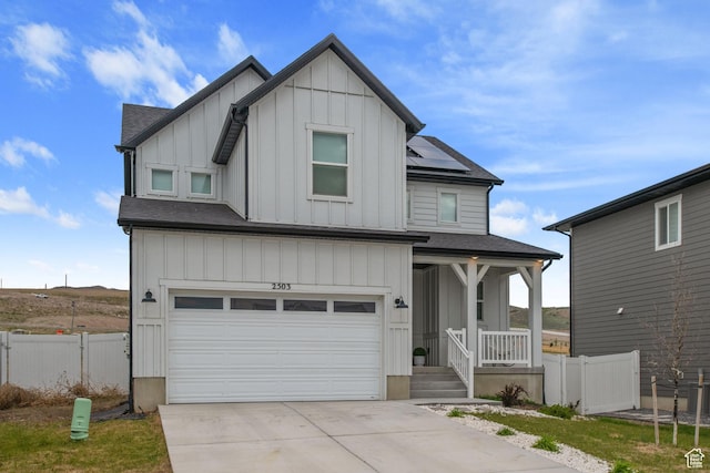 2503 N Velvet Moon Dr W Unit 636, Saratoga Springs, UT 84045 - modern inspired farmhouse with covered porch, board and batten siding, a garage, and driveway