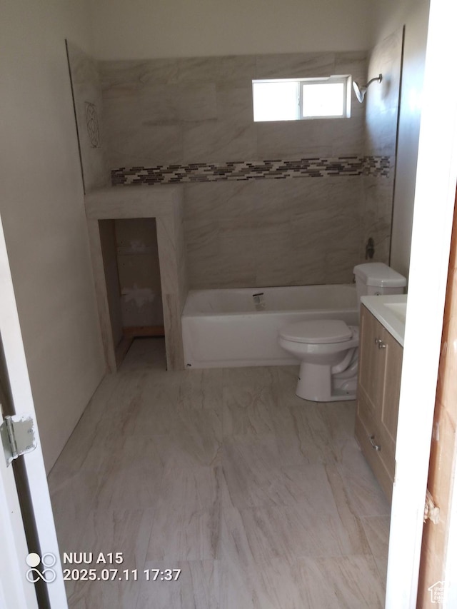 10960 N Anderson Way, Tremonton, UT 84337 - bathroom featuring vanity, shower / tub combination, and marble finish flooring
