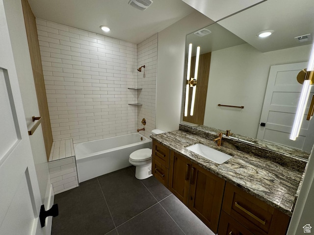 3248 E 5225 N Unit 5, Liberty, UT 84310 - bathroom with vanity, tile patterned flooring, toilet, tub / shower combination, and recessed lighting
