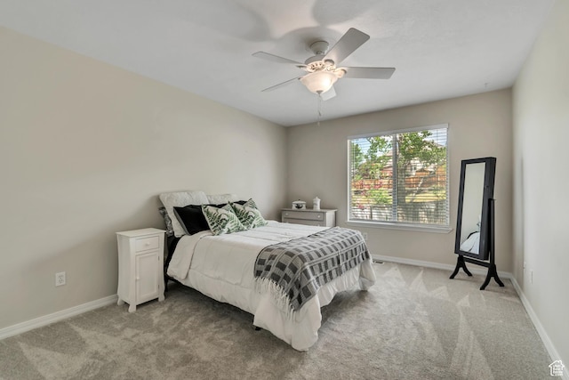 2825 Elk Horn Ln, Cottonwood Heights, UT 84093 - bedroom featuring light colored carpet, baseboards, and a ceiling fan