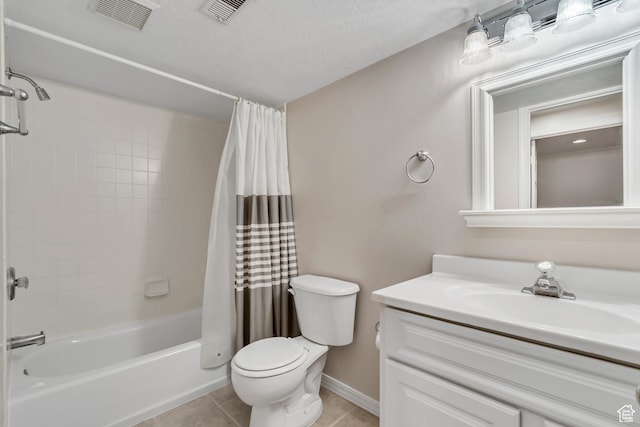 2825 Elk Horn Ln, Cottonwood Heights, UT 84093 - full bathroom with vanity, tile patterned floors, toilet, shower / bath combo with shower curtain, and baseboards