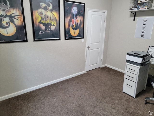 853 E 27th St, Ogden, UT 84403 - unfurnished office with dark colored carpet, baseboards, and a textured wall