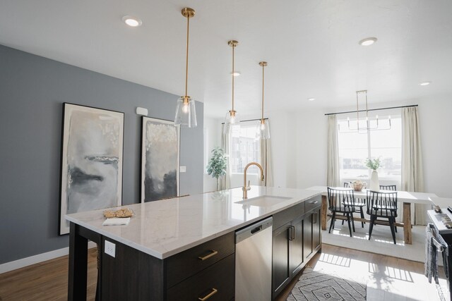 589 W 1810 N Unit 66, Salem, UT 84653 - kitchen featuring appliances with stainless steel finishes, a sink, wood finished floors, healthy amount of natural light, and recessed lighting