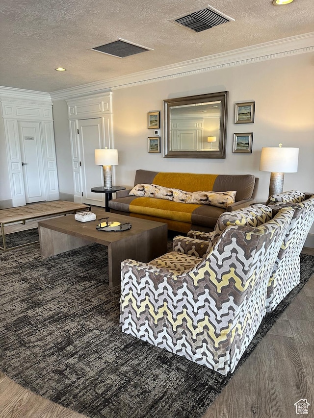 241 N Vine St W Unit 404E, Salt Lake City, UT 84103 - living area featuring a textured ceiling, crown molding, and recessed lighting