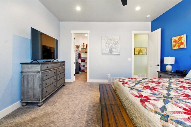 653 S 1140 E, Smithfield, UT 84335 - bedroom featuring carpet, a spacious closet, baseboards, recessed lighting, and a ceiling fan