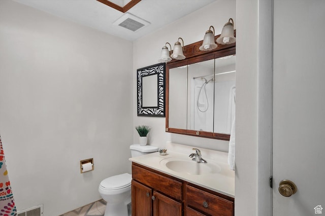 2263 W 4400 S, Roy, UT 84067 - bathroom featuring toilet, vanity, a shower with curtain, and tile patterned flooring