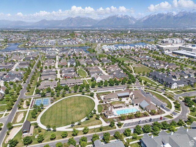 11398 Lake Run Rd, South Jordan, UT 84095 - aerial view of property and surrounding area with a water and mountain view and nearby suburban area