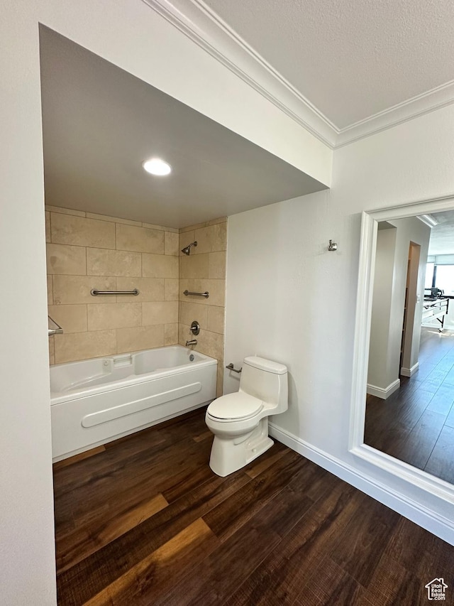 241 N Vine St E Unit 207W, Salt Lake City, UT 84103 - full bathroom featuring wood finished floors, crown molding, and shower / tub combination