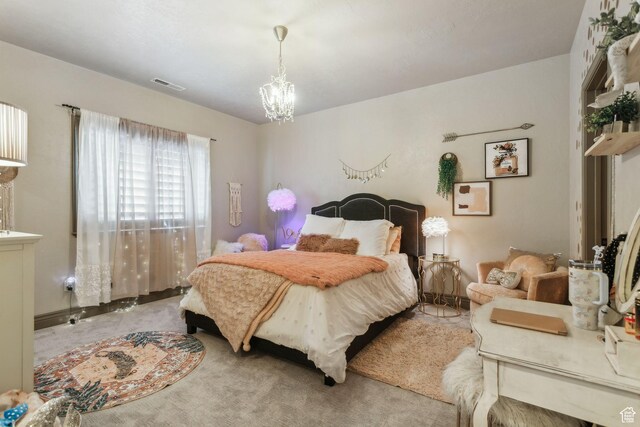 1744 E Burning Oak Dr, Draper, UT 84020 - carpeted bedroom featuring a chandelier