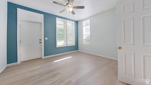 358 E 100 N, Provo, UT 84606 - entrance foyer featuring light wood finished floors, ceiling fan, and baseboards