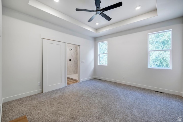 1605 S 1100 W, Payson, UT 84651 - unfurnished bedroom with a raised ceiling, carpet, recessed lighting, and a ceiling fan