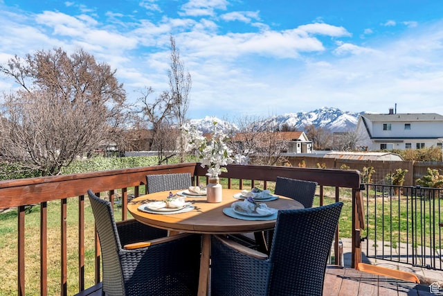 1962 W 12110 S, Riverton, UT 84065 - deck featuring outdoor dining area and a mountain view