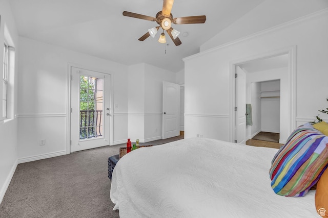685 S 2220 W Unit 302, Pleasant Grove, UT 84062 - carpeted bedroom with access to exterior, vaulted ceiling, ceiling fan, and baseboards